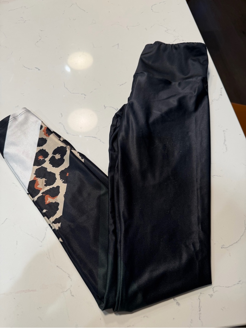 Goldsheep Black Swim Top with Subtle Leopard Strap